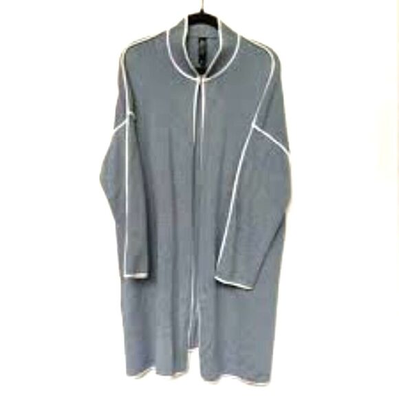 NWOT Marla Wynne Blue Grey Cotton Duster Length Open Cardigan Sweater size 3X - Picture 2 of 11